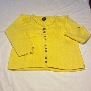 Women’s petite bright yellow button detailed sweater size M/L